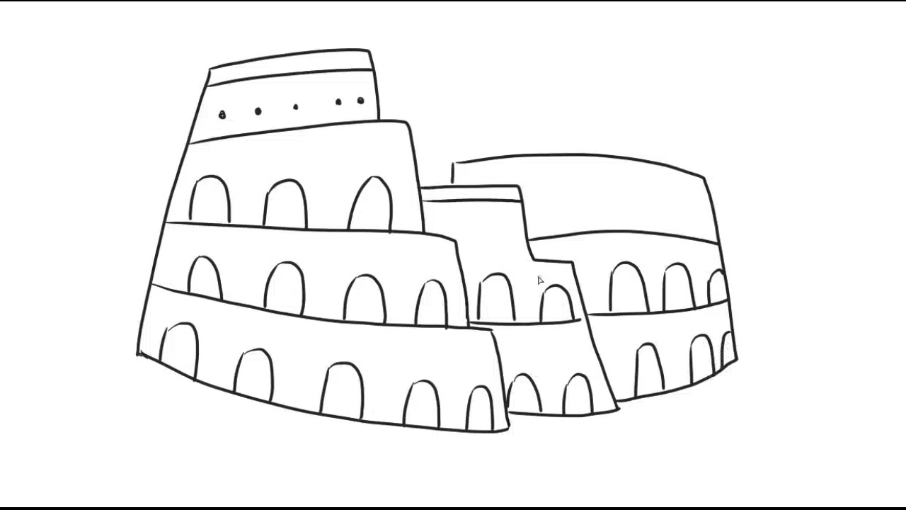 罗马斗兽场儿童亲子简笔画