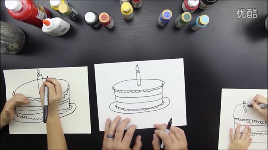 「迪妈妈学画画」第一季第二集生日蛋糕-儿童画简笔画马克笔画