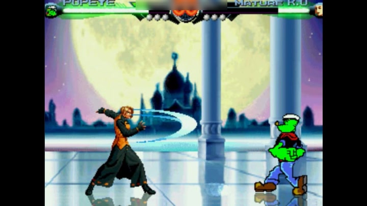 大力水手吃菠菜吃多了自己都变绿了 打起架了毫不留情