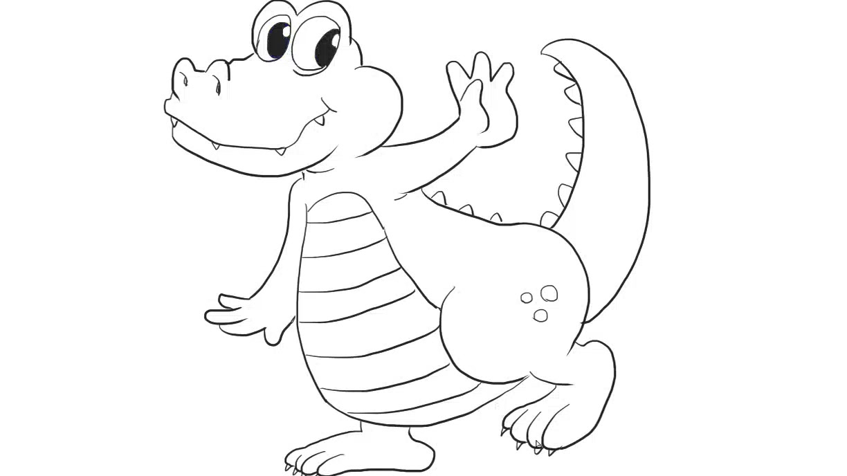 胖胖的卡通鳄鱼儿童亲子简笔画