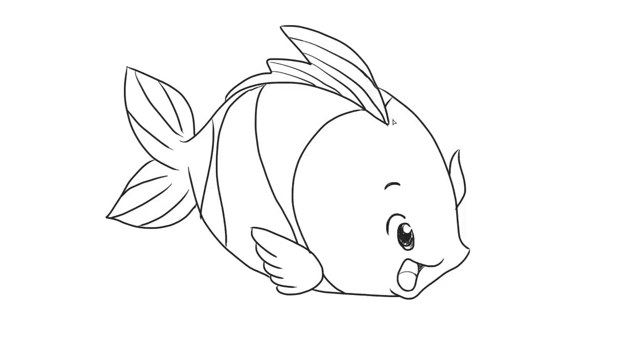 简单活泼的卡通鱼儿童亲子简笔画