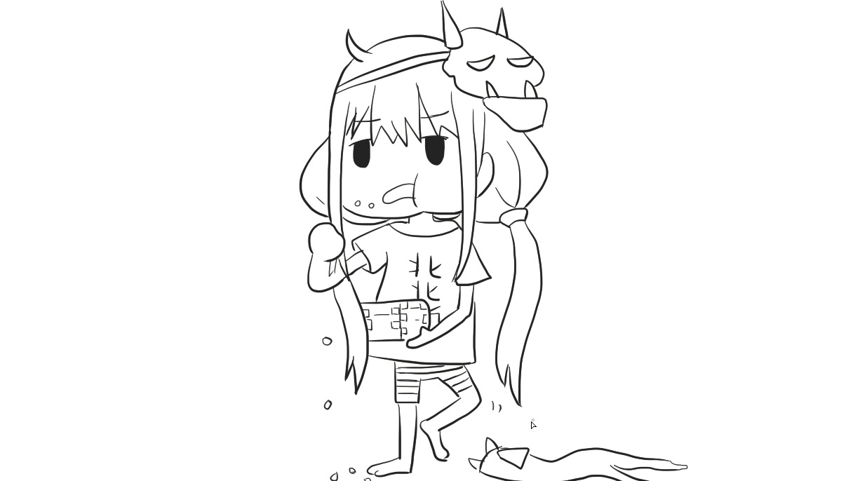 爱吃零食的小女孩动漫简笔画