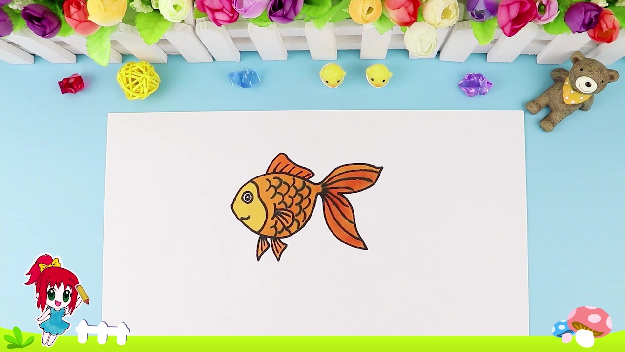 幼儿园小班绘画教学丨漂亮的小金鱼,零基础也能轻松画出来哦!