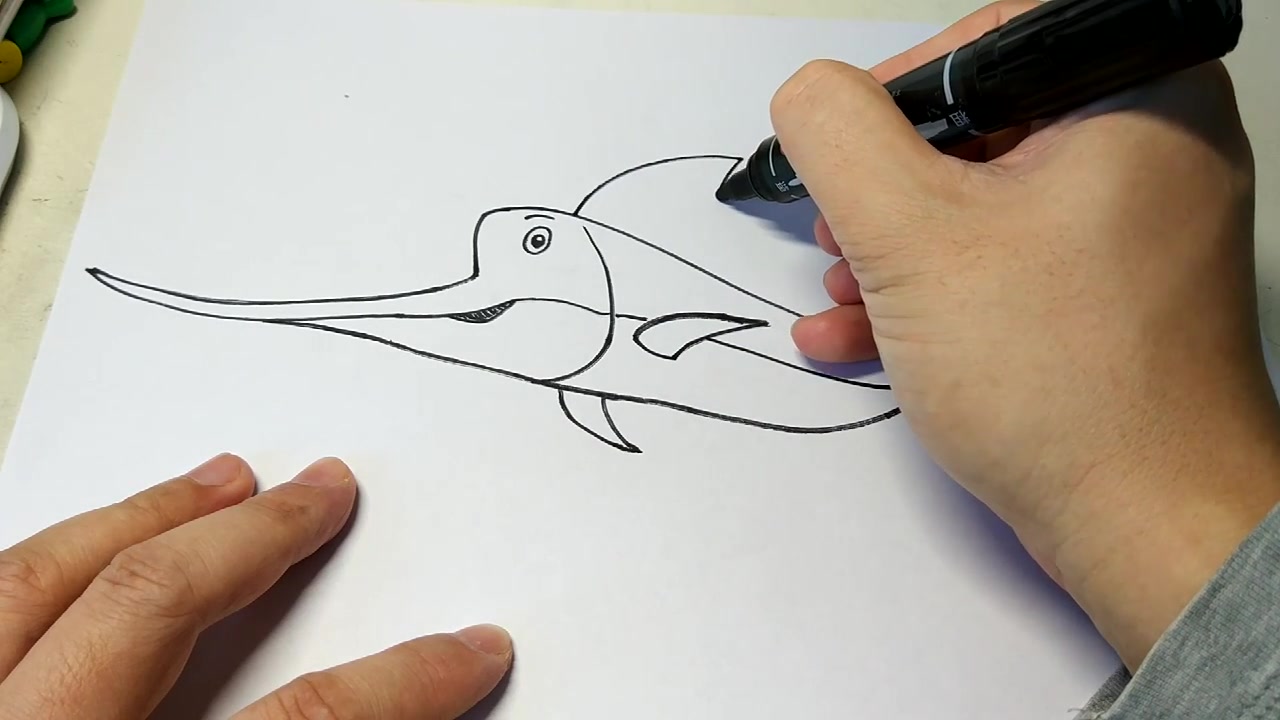 画一条剑鱼要多久?小朋友说几分钟就够了