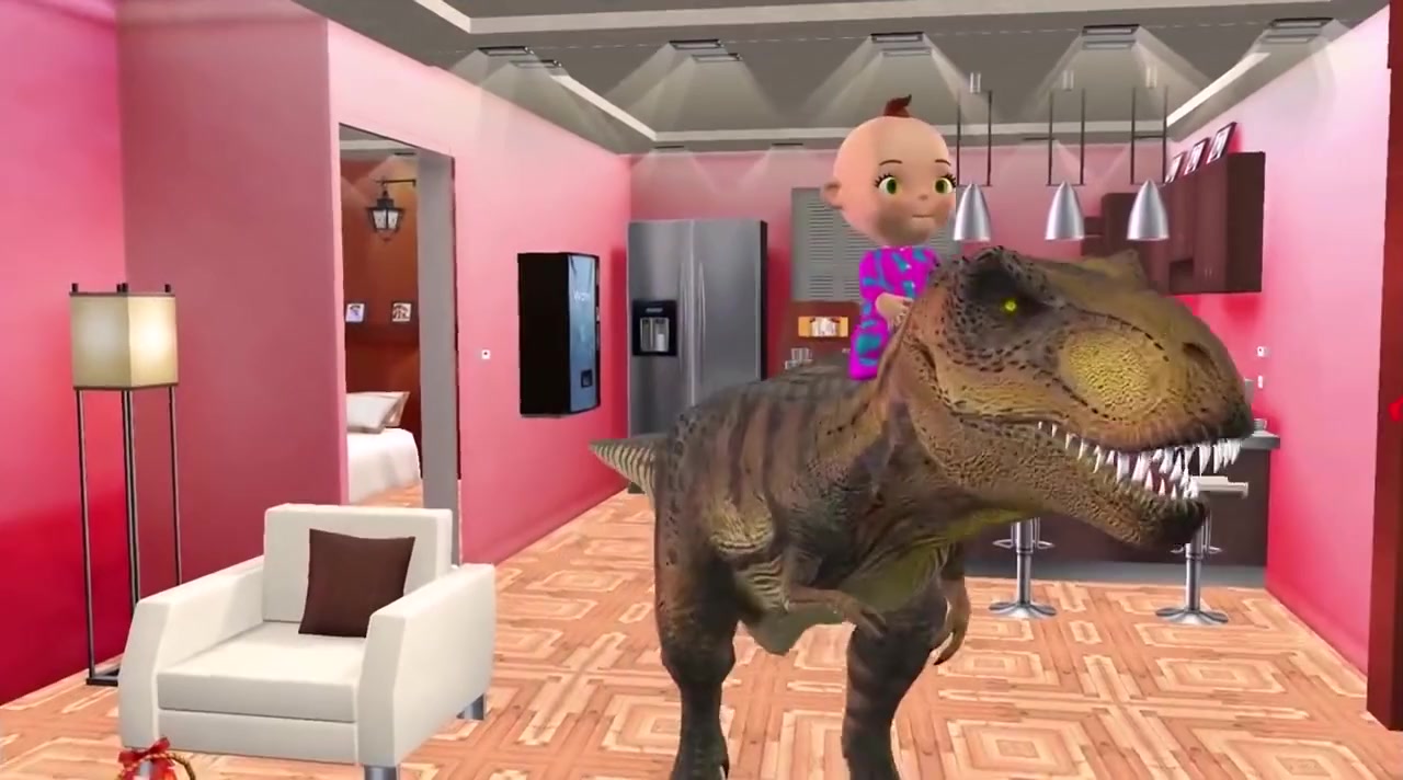 恐龙世界动画片 恐龙世界之霸王龙 霸王恐龙带熊孩子玩耍