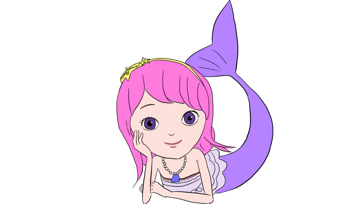 可爱的美人鱼公主儿童亲子简笔画