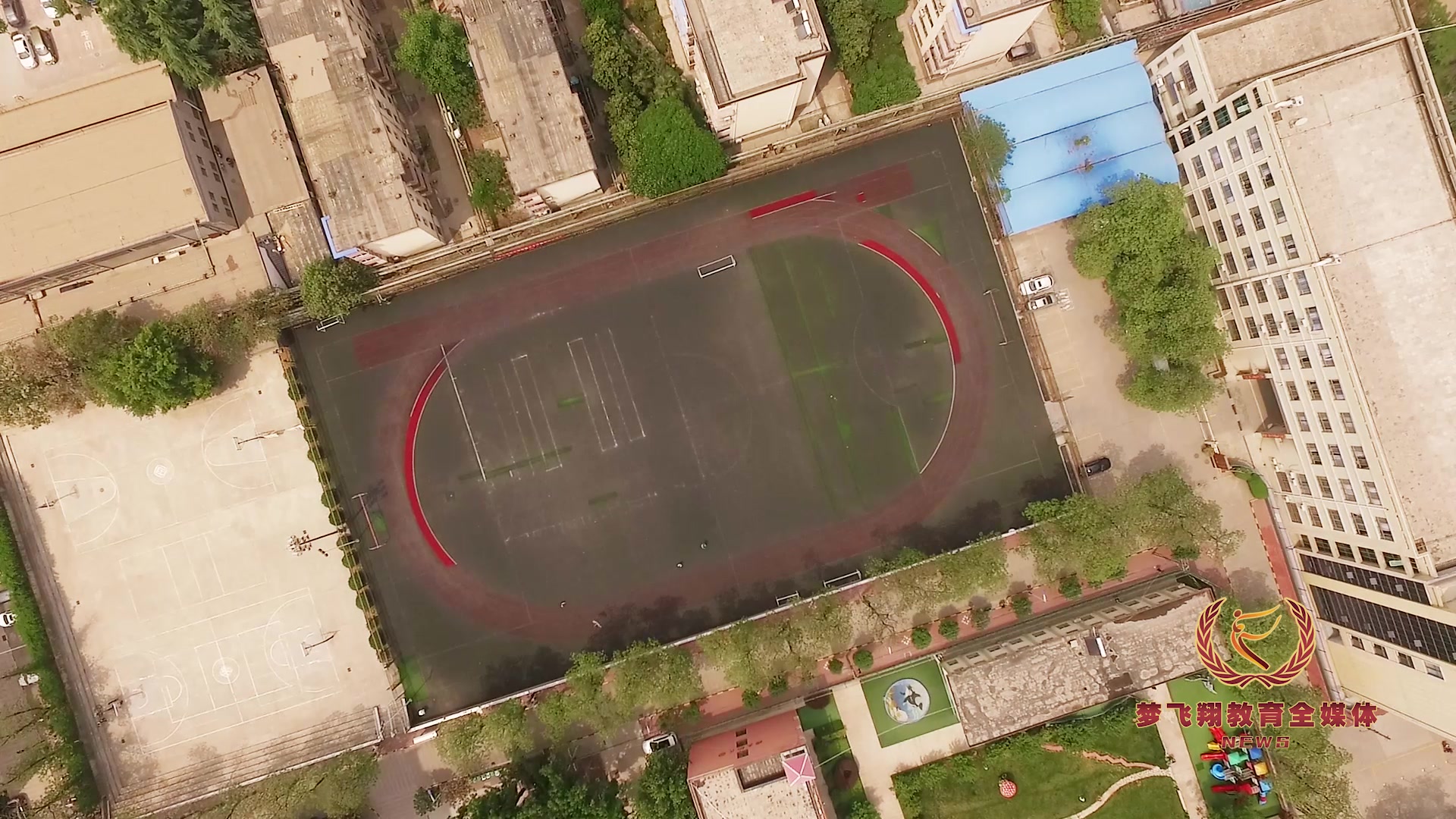 空中鸟瞰:航拍宝鸡市烽火中学