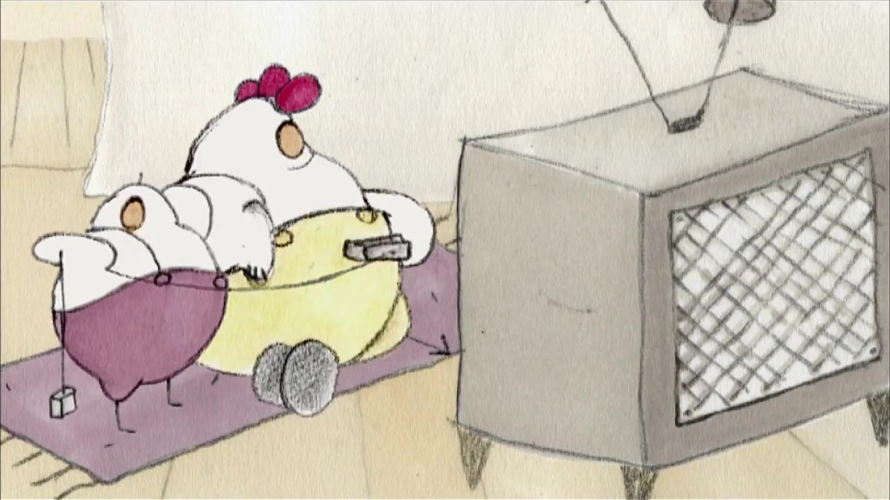 一个有趣的动画短片,母鸡与小鸡的日常生活!