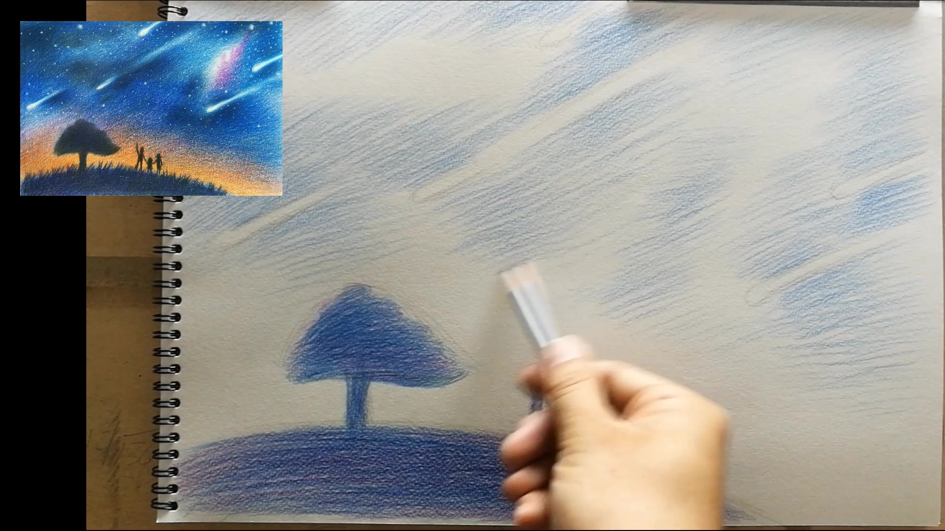 学院派彩色铅笔素描——流星雨彩铅2