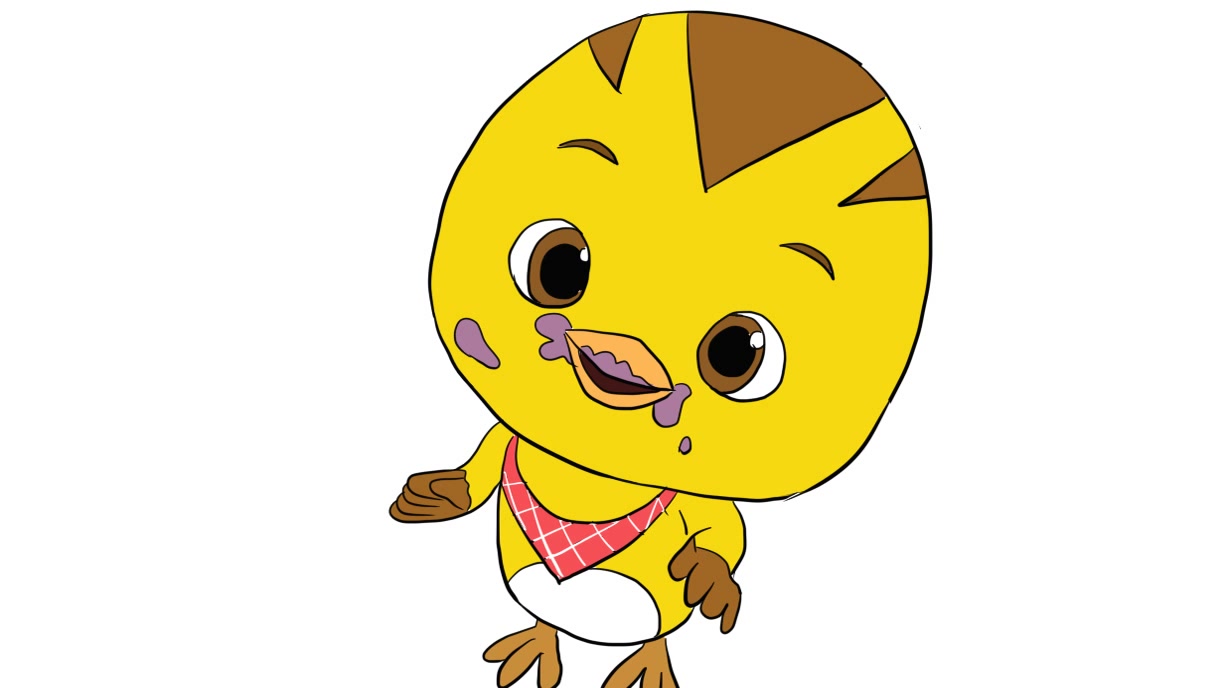 动画片萌鸡小队中嘴巴沾着泥巴的麦奇儿童简笔画