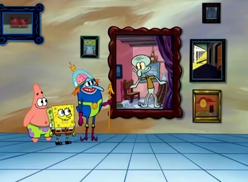 海绵宝宝:章鱼哥居然进到了画里面,海绵宝宝都惊呆了,太神奇了