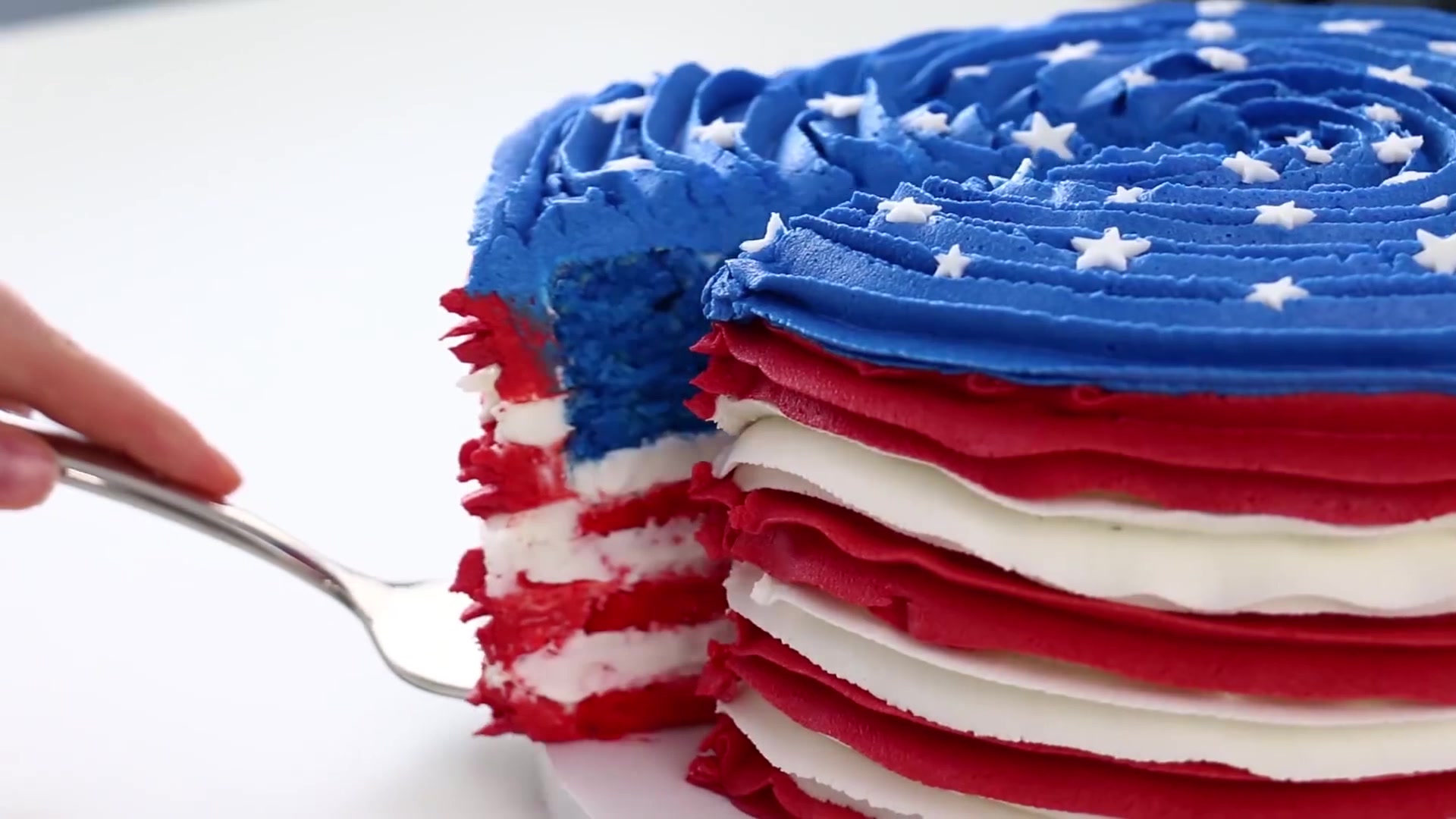 创意蛋糕,一切开就是美国国旗!蛋糕师傅真厉害!