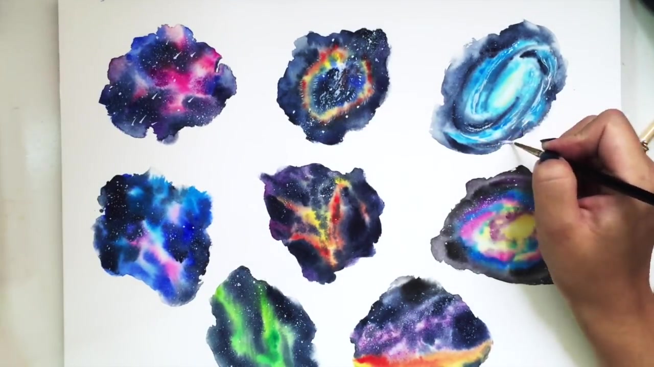 八分钟教你用水彩画八种不同类型的银河星空!超级唯美不看可惜